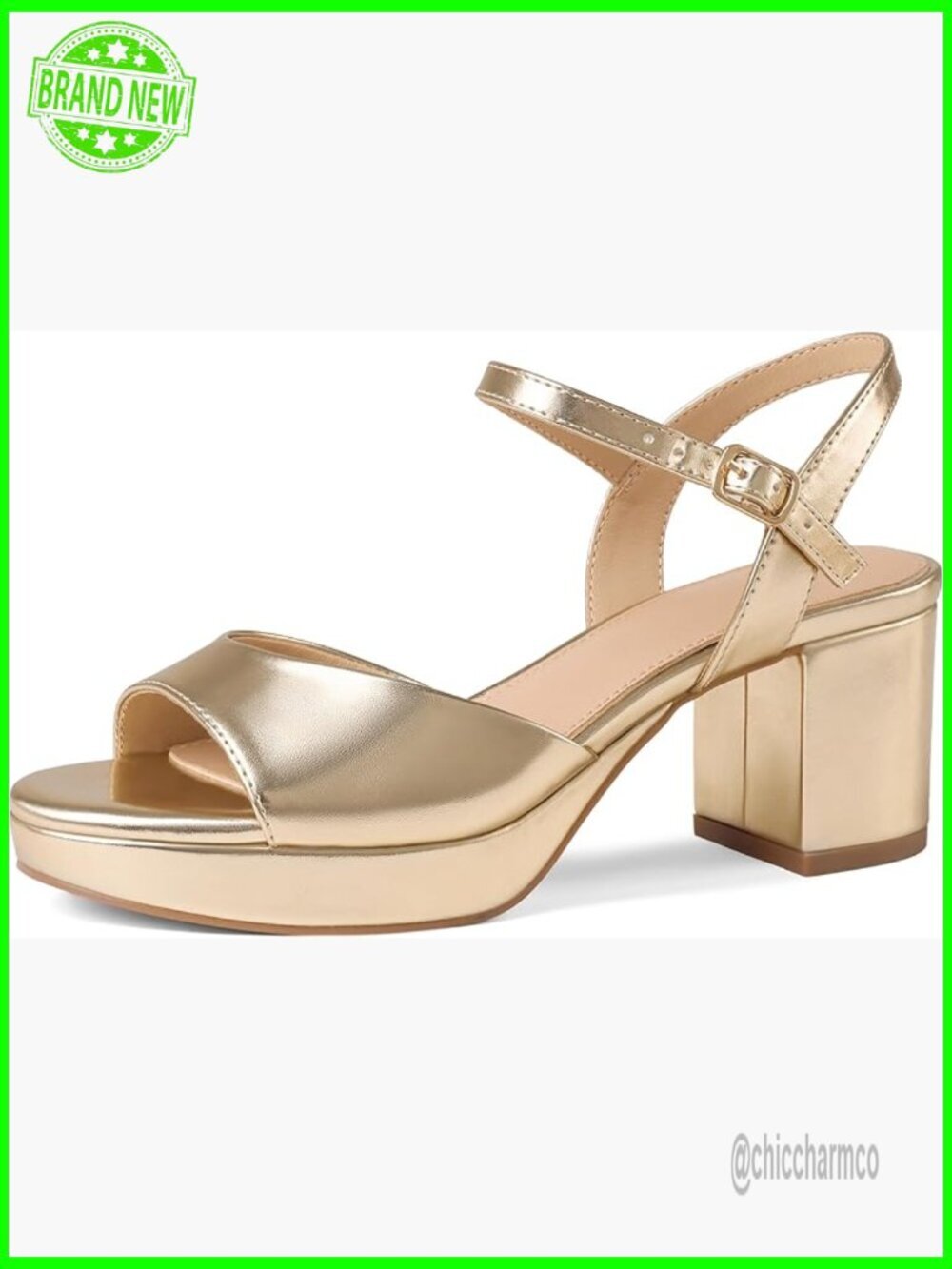 Low Chunky Block Heels with Ankle Strap Open Toe Platform Sandals